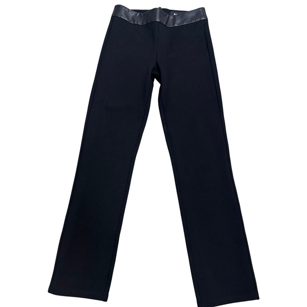 PAIGE Ponte Slim Straight Pants with Faux Leather Waistband